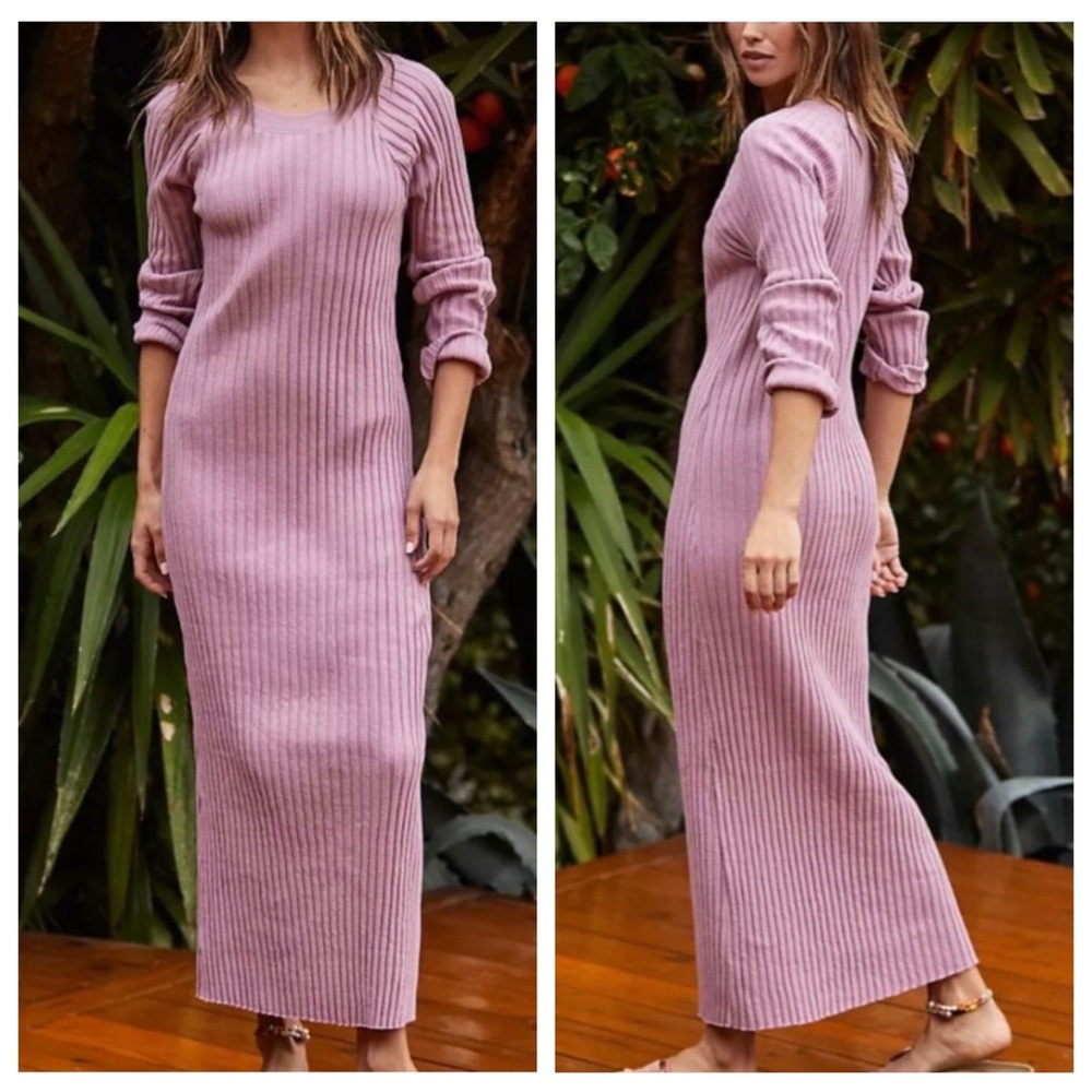 Free People beach lilac pink wall about ribbed knit maxi dress